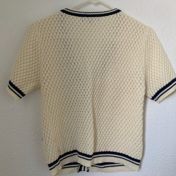 Lulus Ivory Short Sleeve Button-Front Sweater Top - Picture 4 of 4
